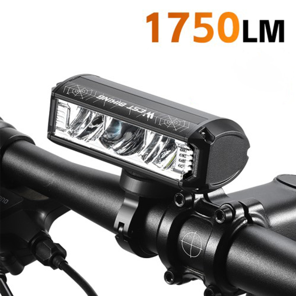 4000mAh Wiederaufladbares Aluminium USB Fahrrad Licht Velo LED Warnlicht IPX4 (1750 Lumen) - Schwarz