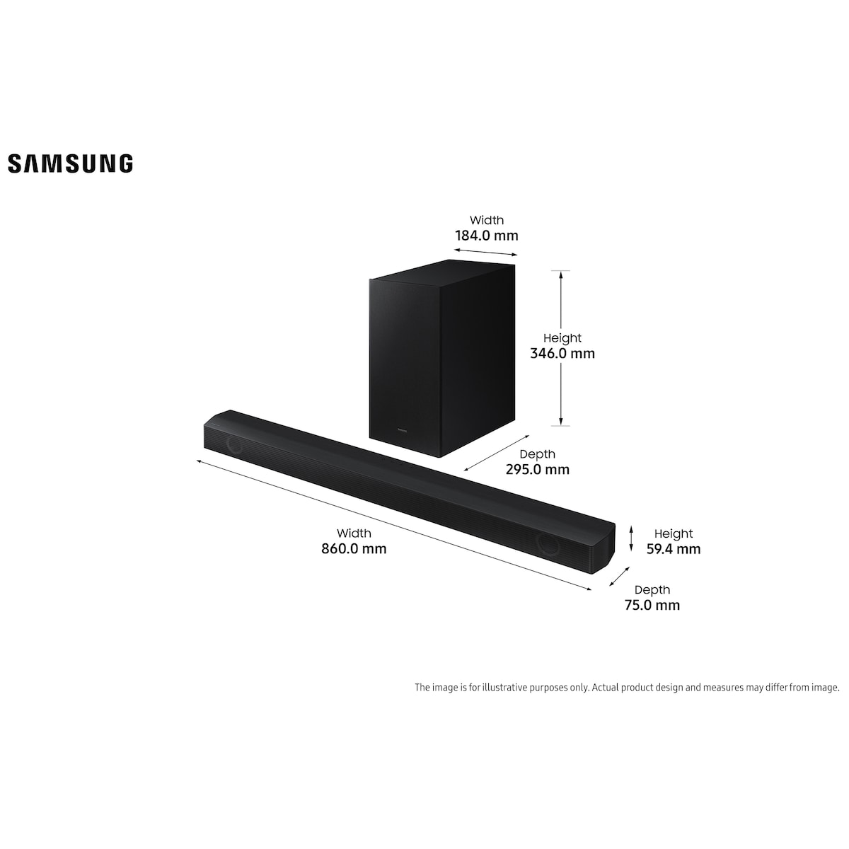 Samsung B560 lydplanke med subwoofer