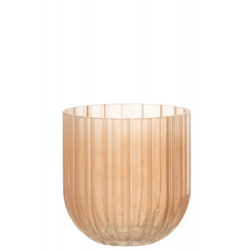 Vase avec ligne en verre rose 15x15x16 cm