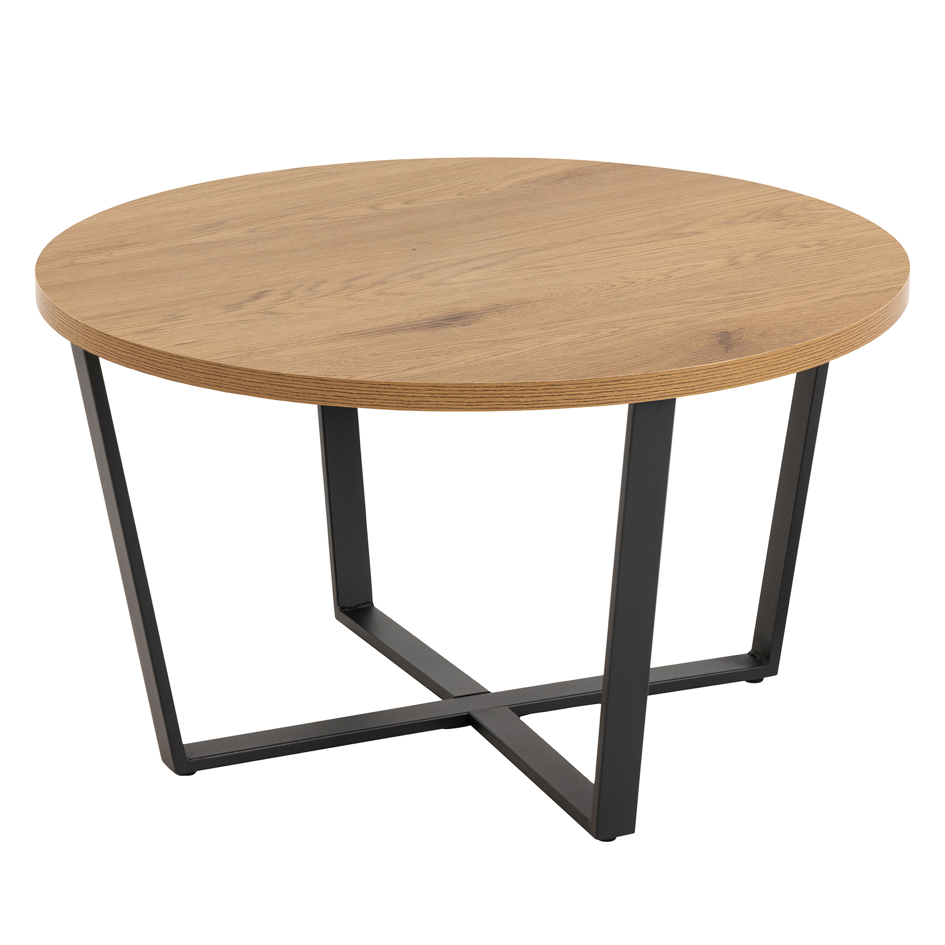 Couchtisch AMBLE - Wildeiche-schwarz - Ø 77 cm