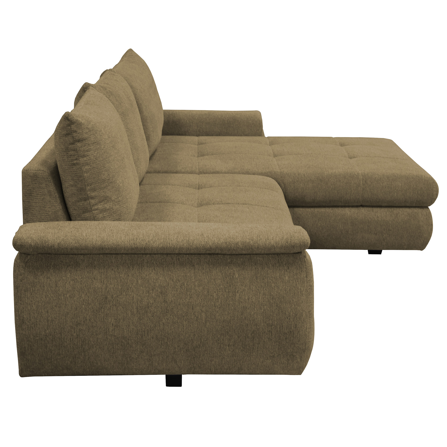 Ecksofa - olive - mit Liegefunktion - Staukasten rechts