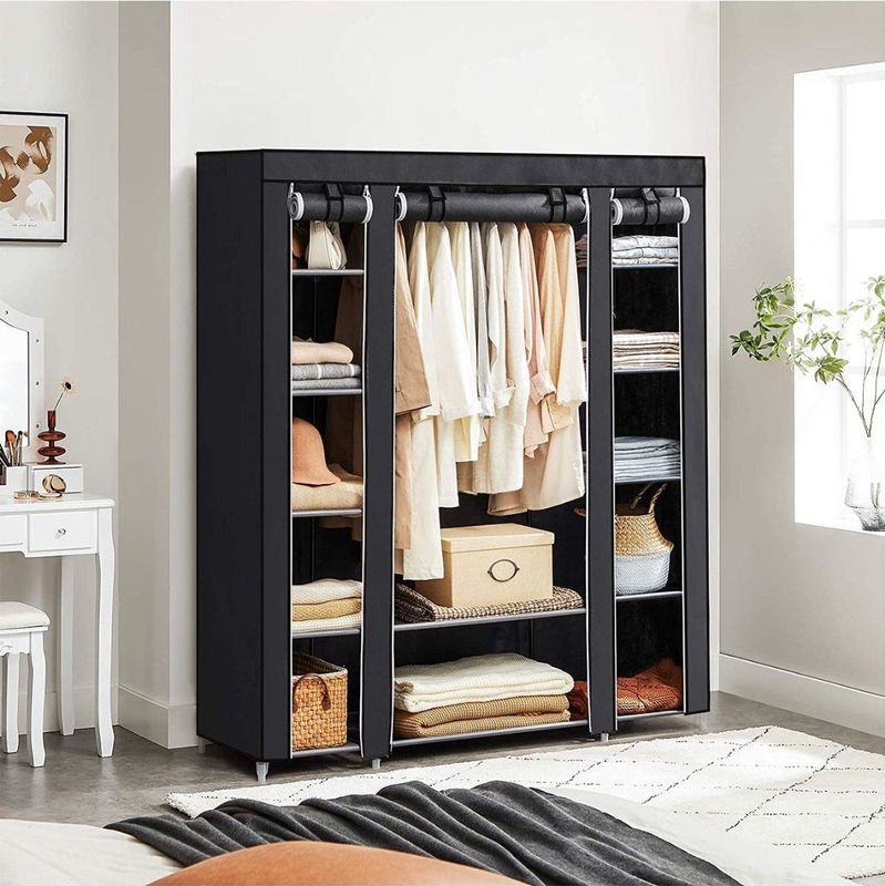 CaliCosy - Draagbare Kledingkast - Zwart - Opvouwbaar - Grote Capaciteit - 45 x 150 x 175 cm