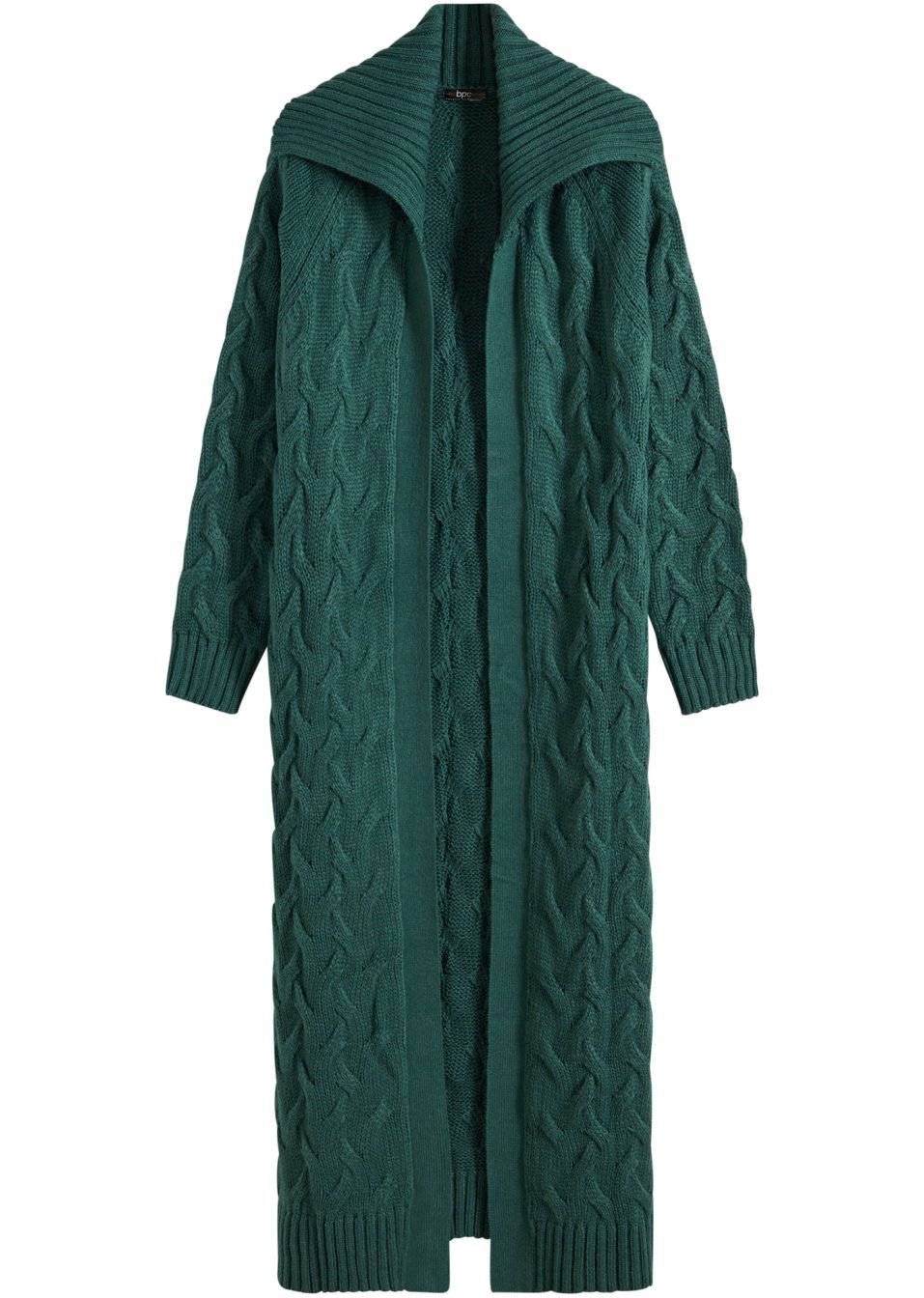 Veste longue en maille torsadée