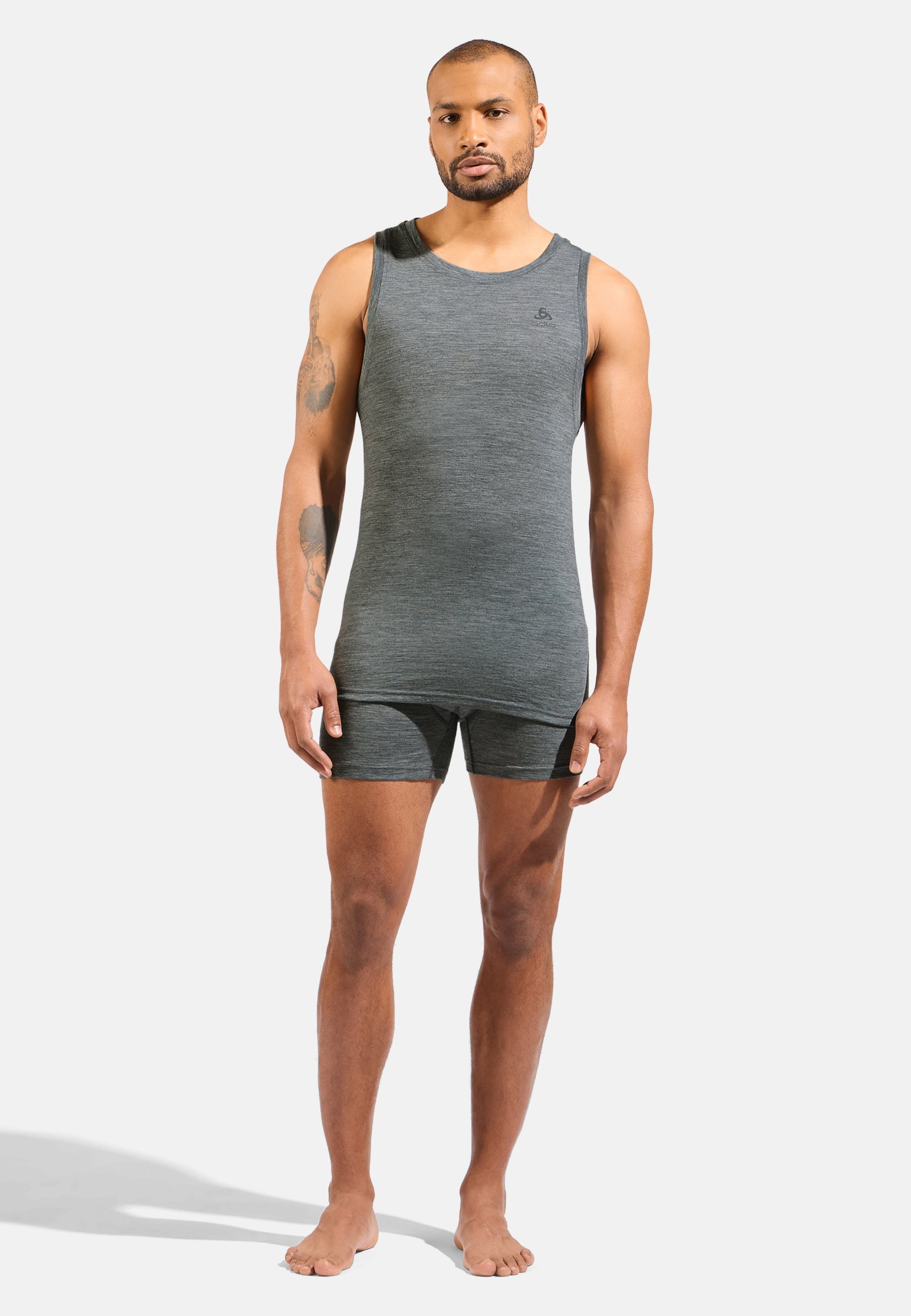 Natural Merino 160 Base Layer Singlet in odlo steel grey melange