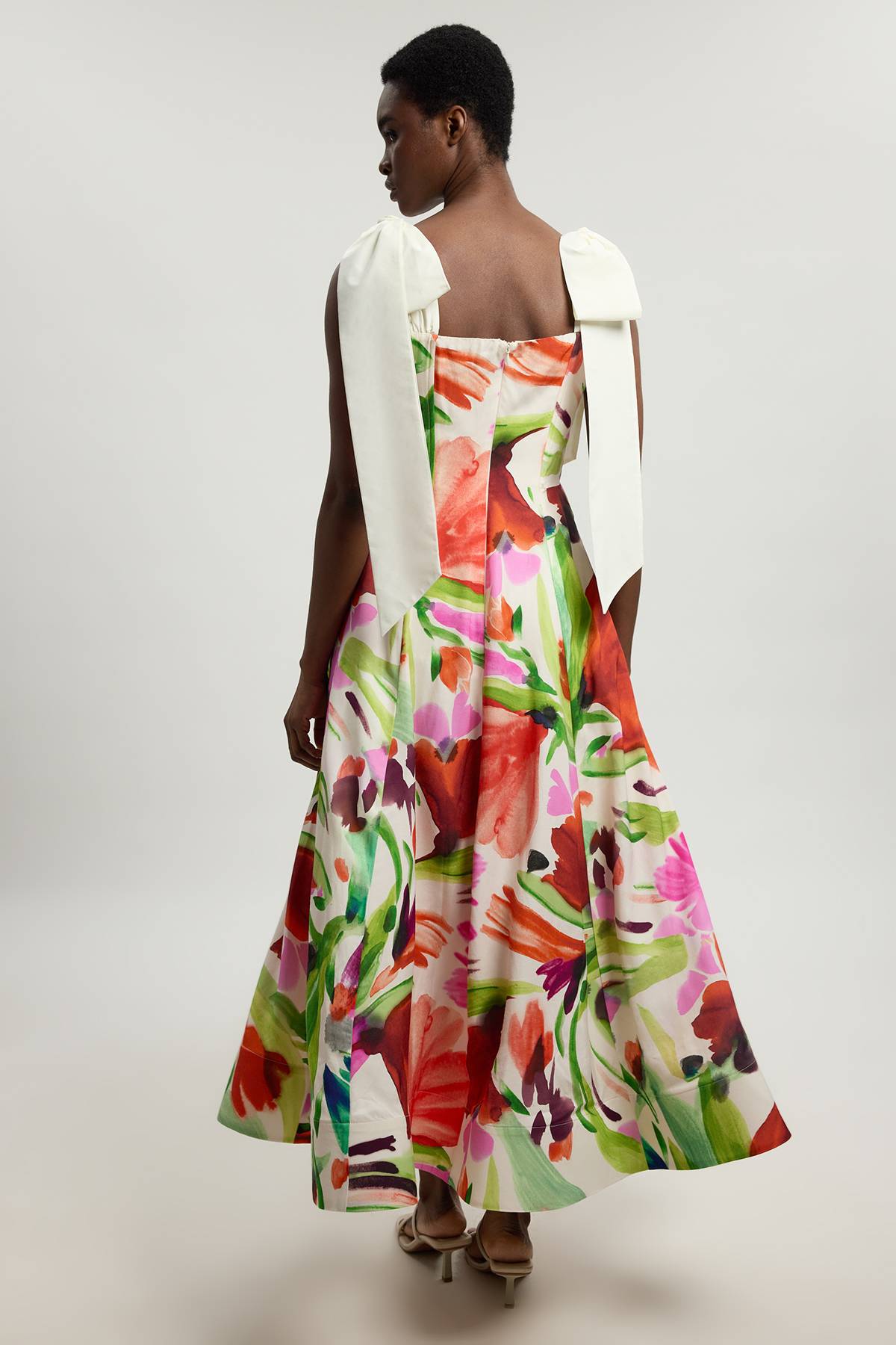 KarenMillen Robe De Soirée Tissée À Imprimé Floral En Viscose Et Lin