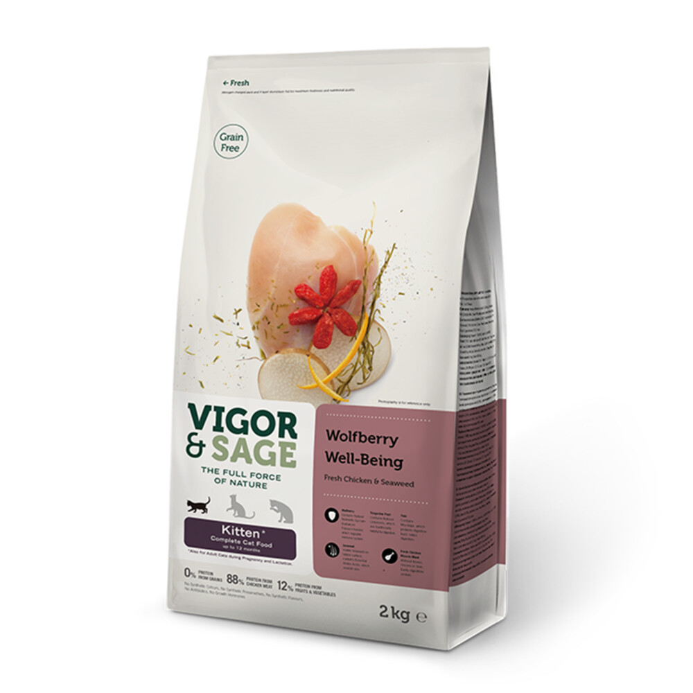 Vigor & Sage Kattenvoer Kitten Well-Being Wolfberry2 kg