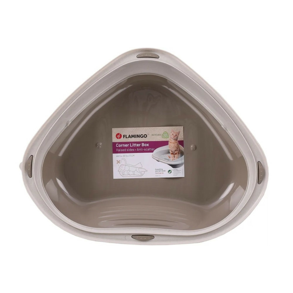 Bac à litière angle sadio s taupe 49.5 x 39.5 x 17 cm pour chat