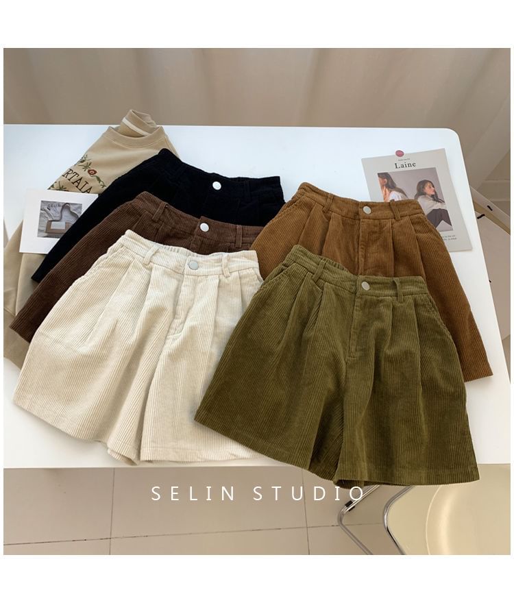 deersweeti - Effen corduroy shorts met elastische taille