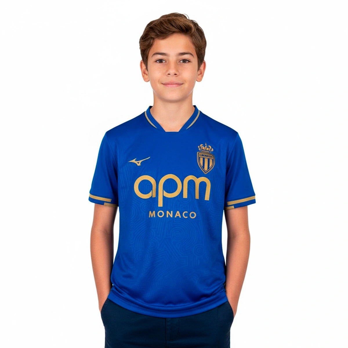 Camisola Mizuno AS Monaco Segundo Equipamento 2025-2026 Criança