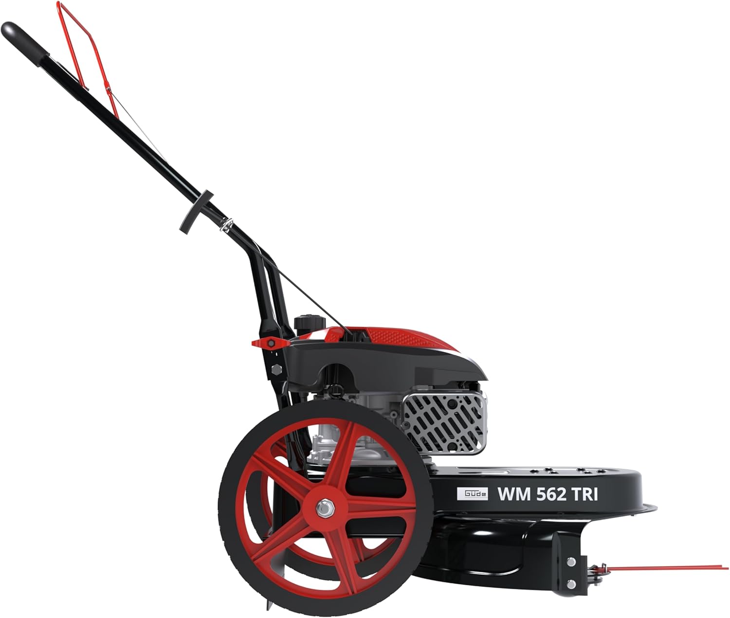 Güde Wiesenmäher WM 562 TRI (4-Takt Power-Engine Motor 3,0/4,0 (kW/PS), 170 cm³ Hubraum, Schnittbreite 56 cm, Schnitthöhe 35-95 mm, 4 mm Doppelfaden, höhenverstb. Fahrbügel, inkl. 4 Ersatzfäden)