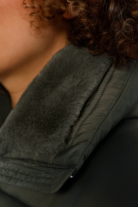Steppjacke, abnehmbarer Webpelz-Kragen, Zipper