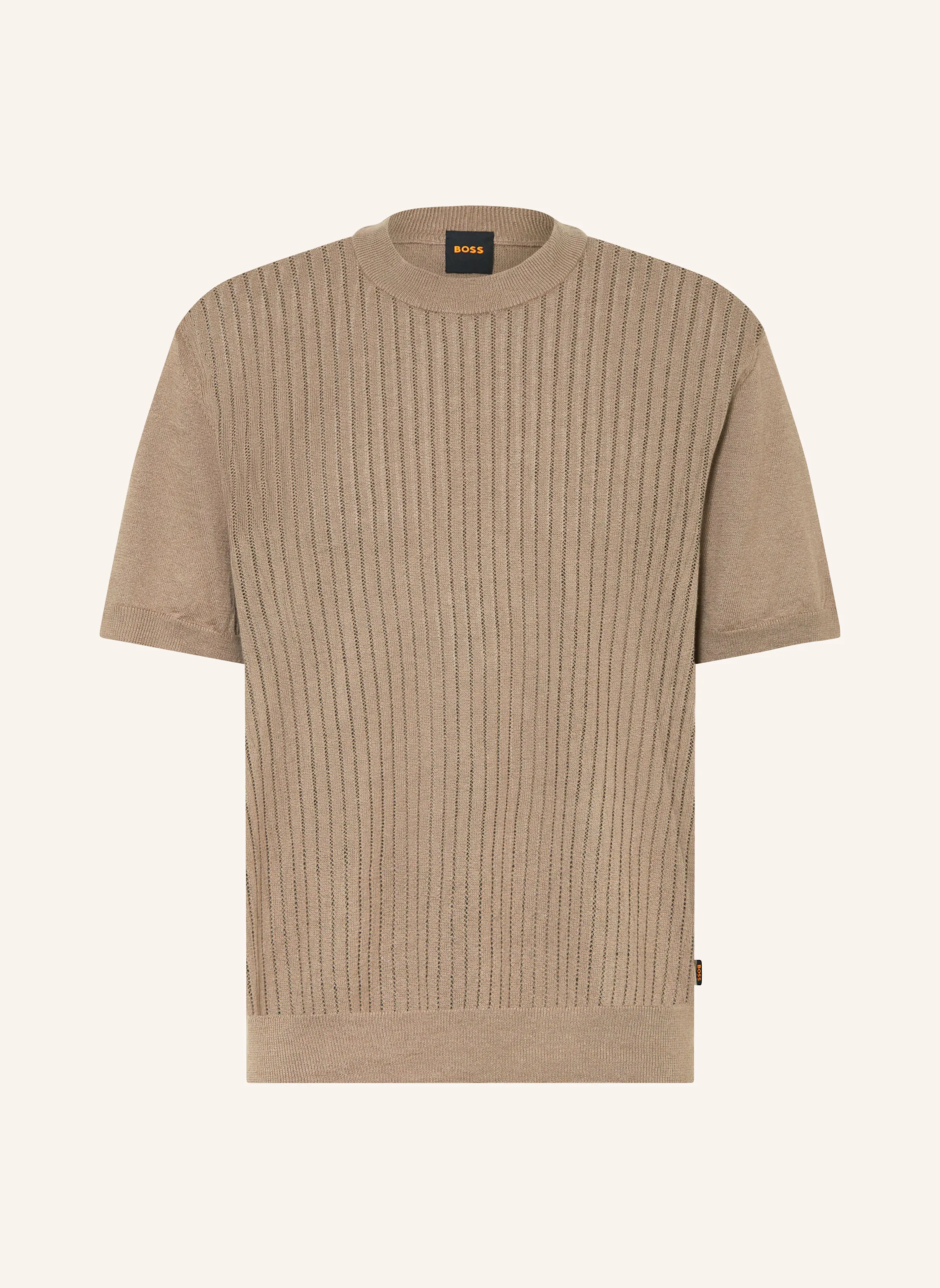 BOSS Strickshirt AJORDINO mit Leinen