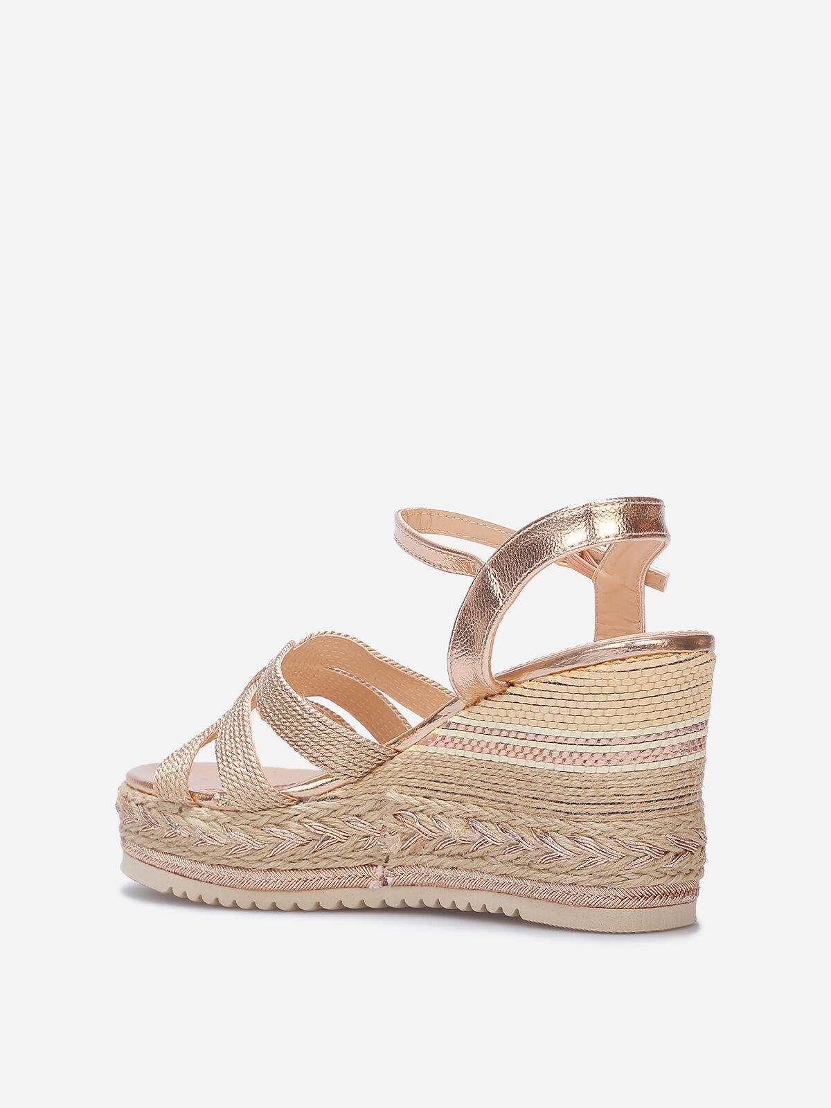 Sandales compensées à motifs- Doré rose