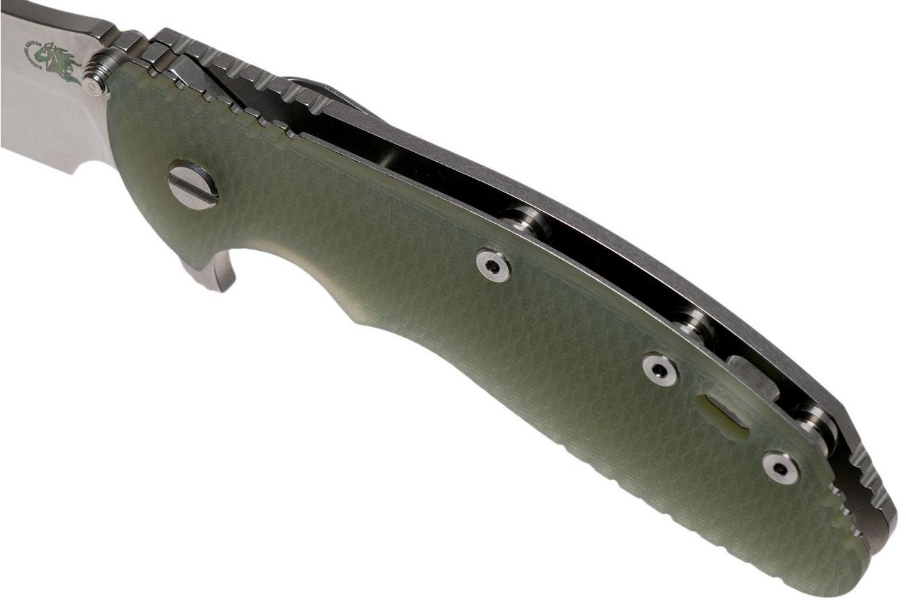 Rick Hinderer XM-24 4” Bowie, CPM 20CV, Stonewashed, Translucent Green G10 zakmes