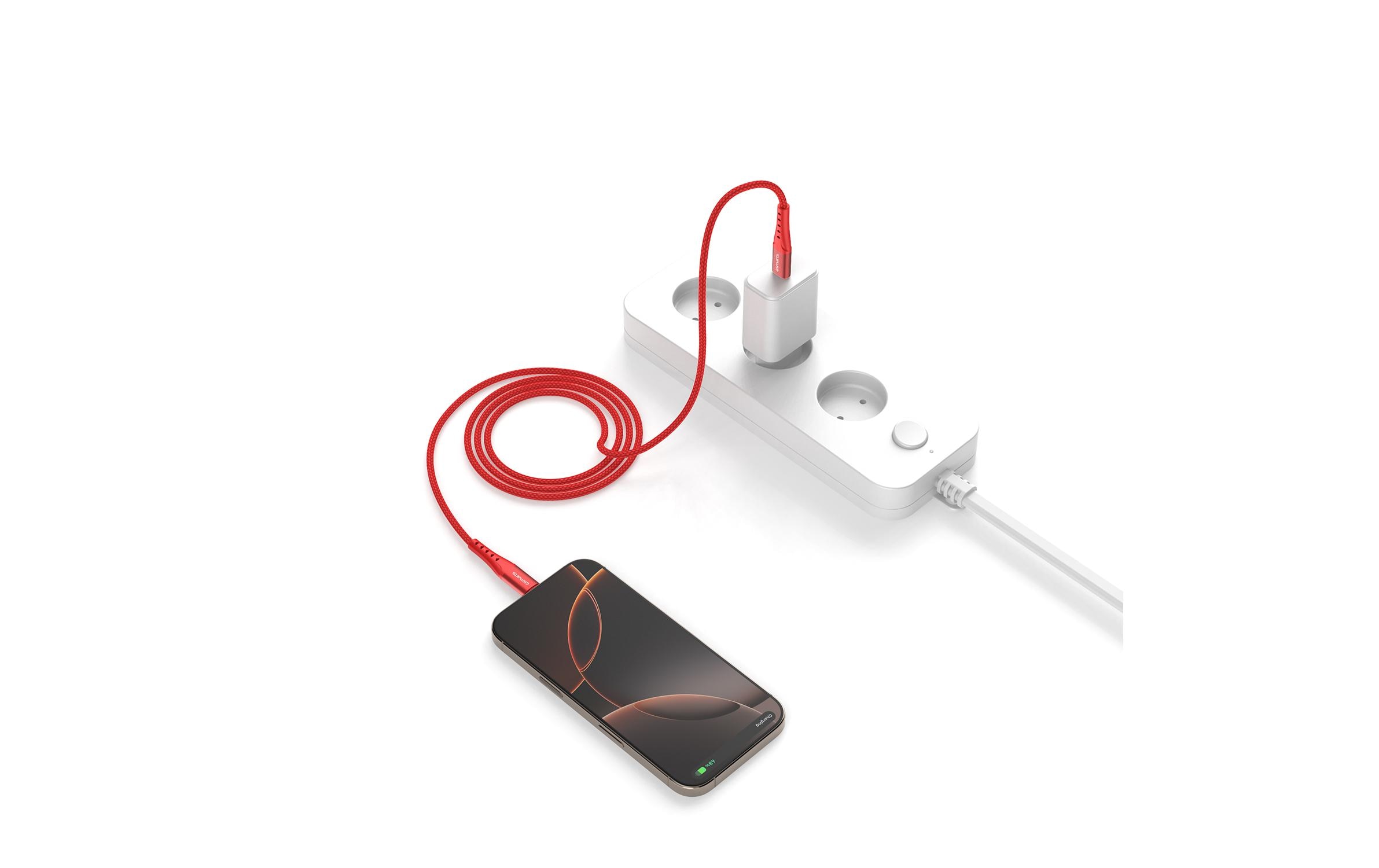 USB 2.0-Kabel Data and charging cable USB C - USB C 1.5 mUSB-C auf USB-C Kabel PrimeCord 60W 1.5m Rot