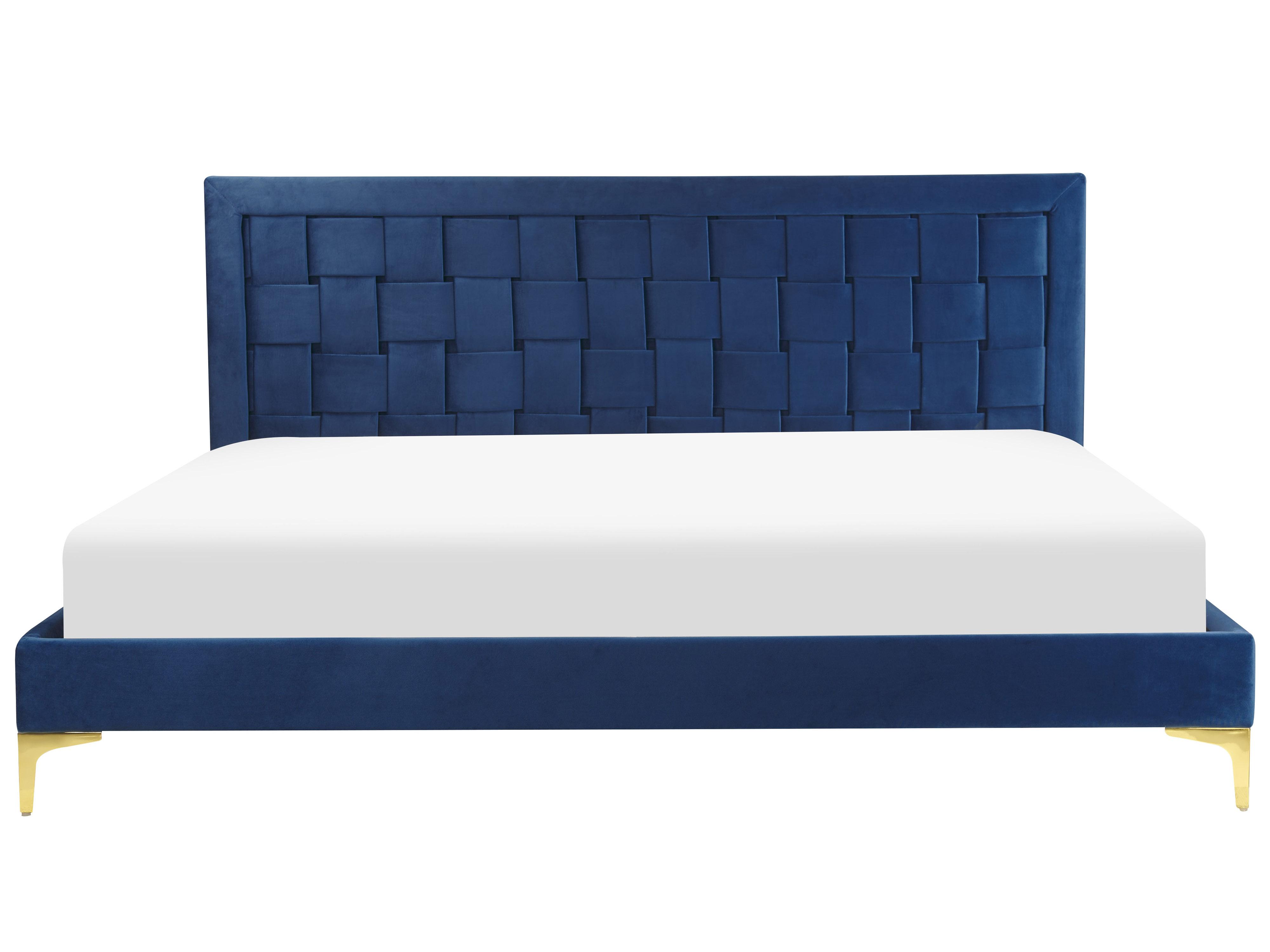 Bed Fluweel LIMOUX 180 x 200 cm Marineblauw