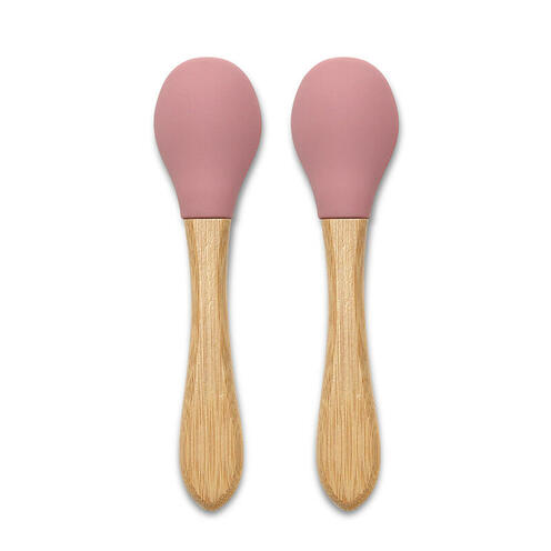 Lot de 2 cuillères en silicones manche bambou ROSE - LORELLI