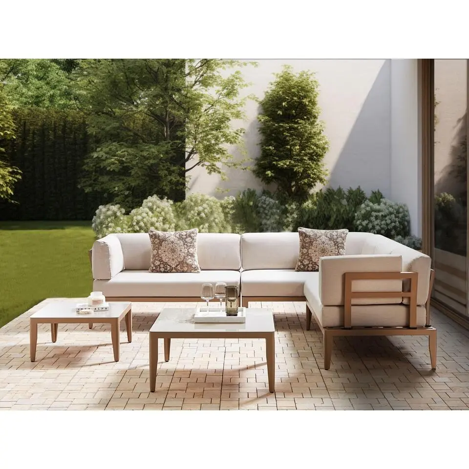 RIMA III - Loungeset voor 6 - Lichtbeige - Aluminium