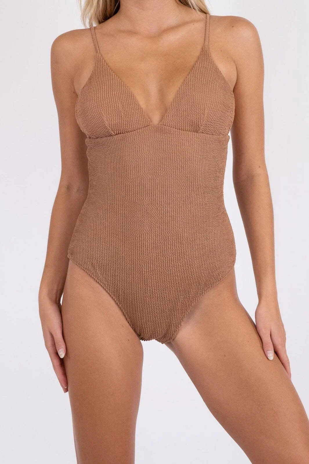 Neo Noir Skin Sand Crepe Swimsuit toffee