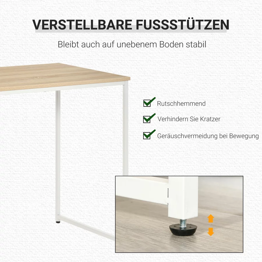 HOMCOM Schreibtisch Tisch mit Bücherregal eiche, weiß