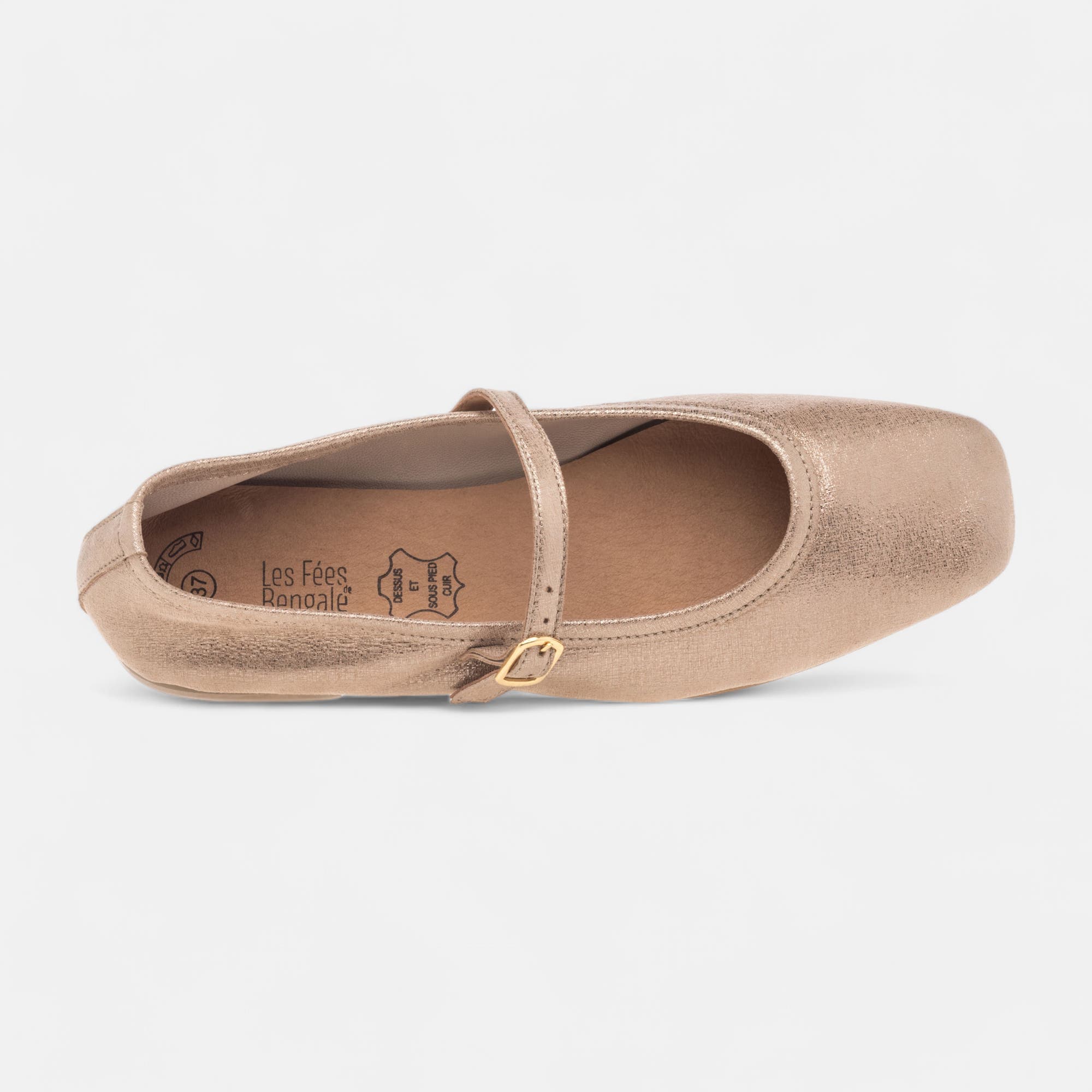 Ballerines Femme en cuir bronze