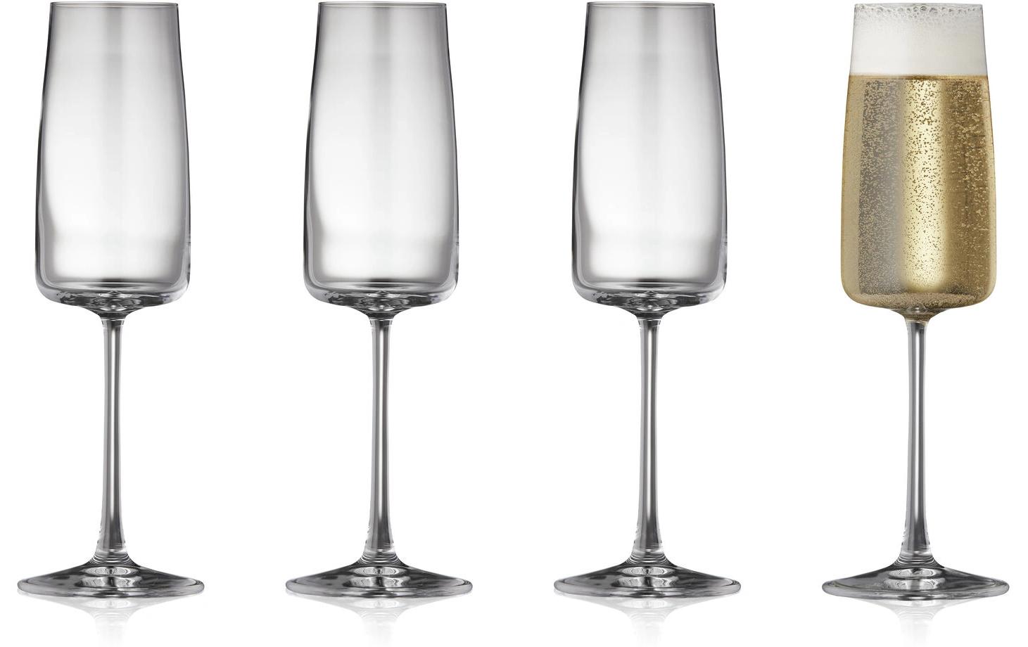Champagnerglas Zero 4 Stück, 30 clSektgläser Set aus ultraklarem Kristallglas