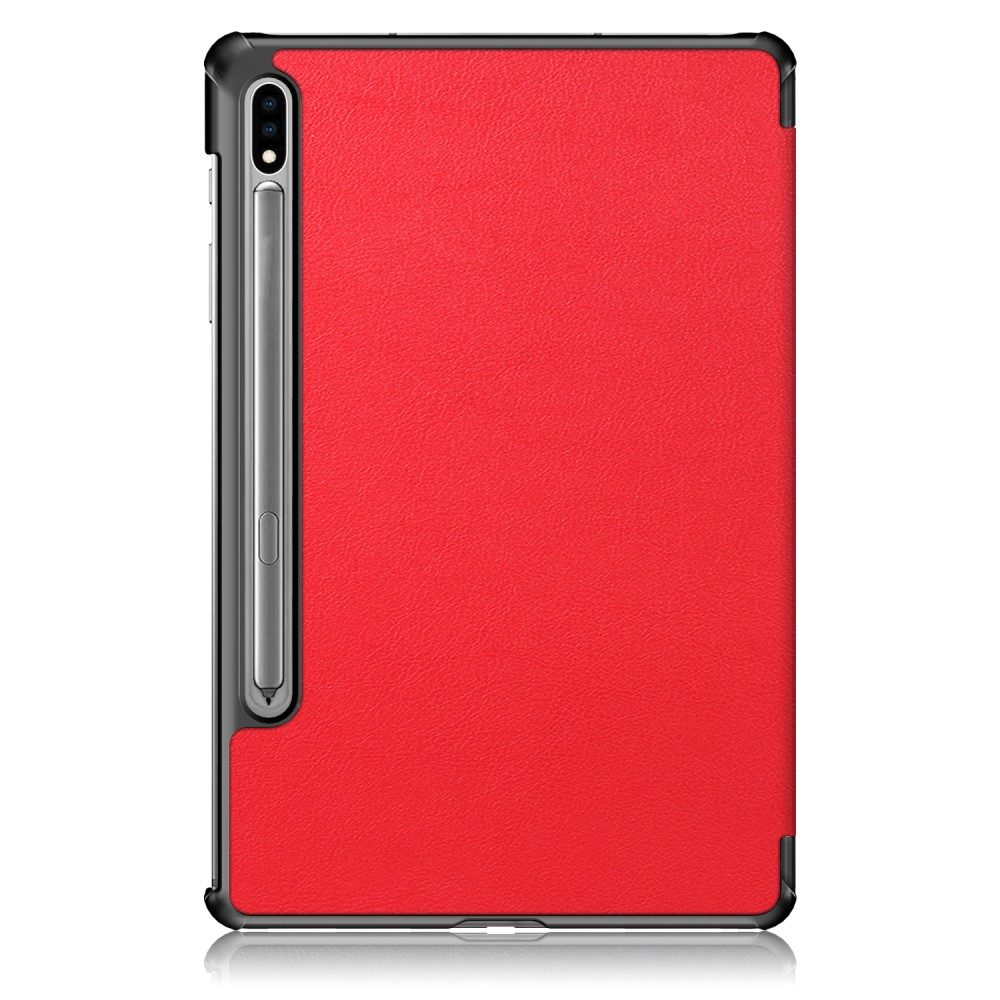Samsung Galaxy Tab S8  Plus / Tab S7  Plus / Tab S7 FE 5G Leder Tasche Smart Case Hülle   S-Pen Halterung - Rot / Schwarz