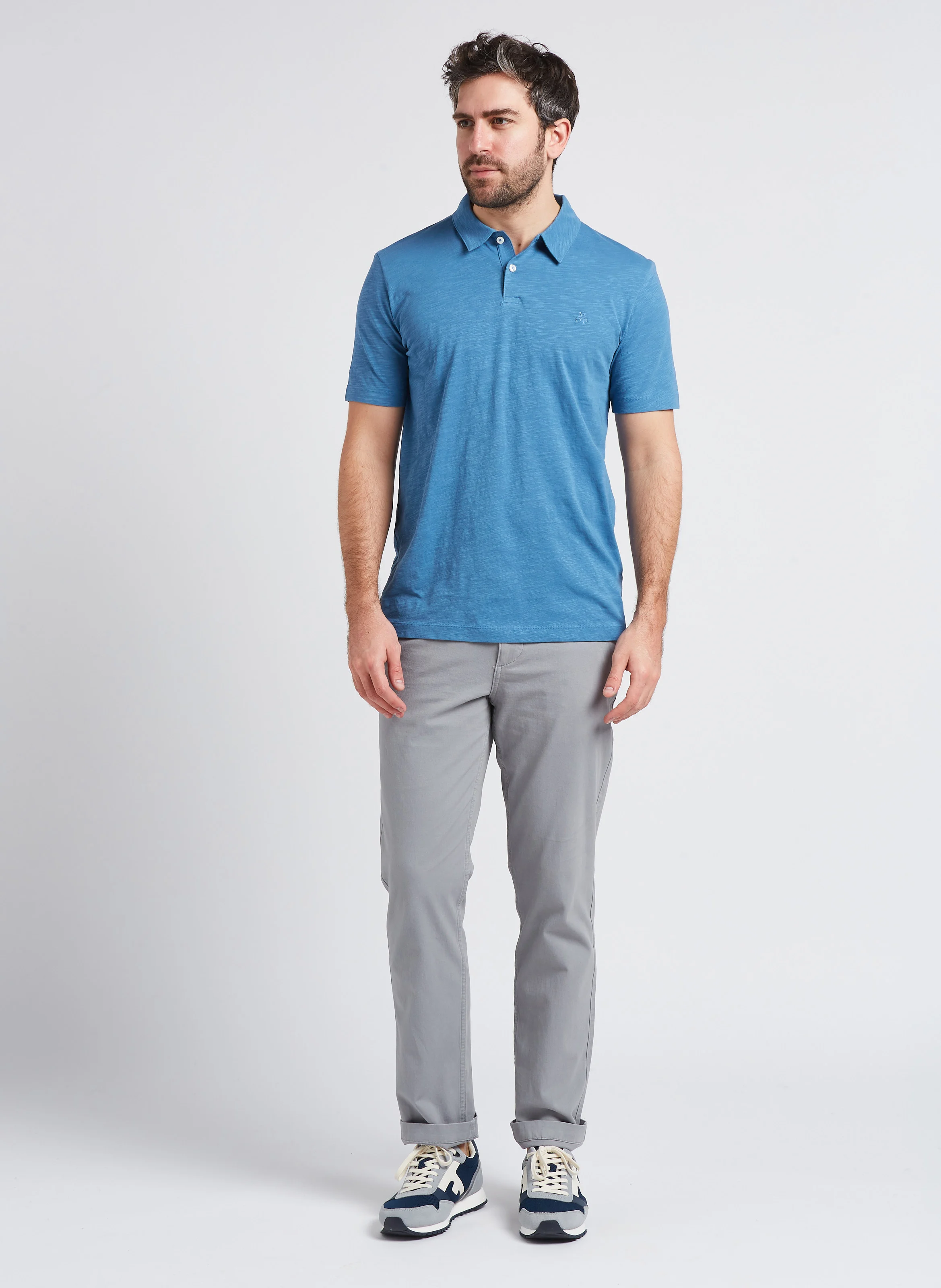 Pantalon slim en coton mélangé | Gris