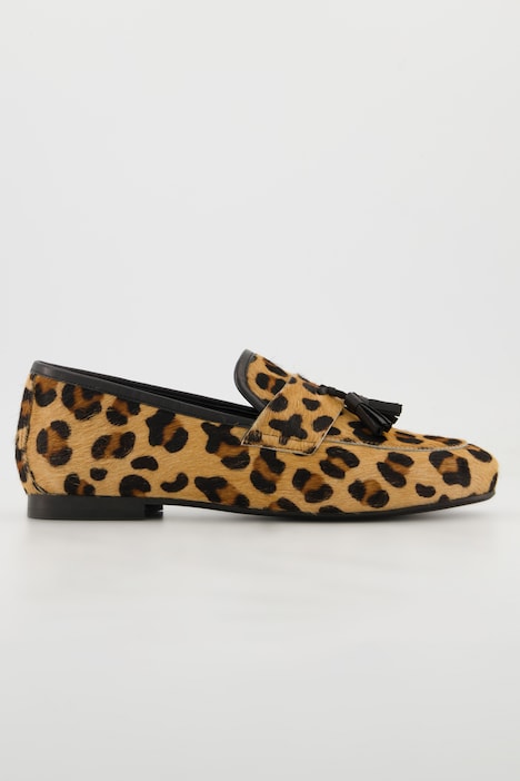 Loafer, Felloptik, Leomuster, Lederfutter, Weite H