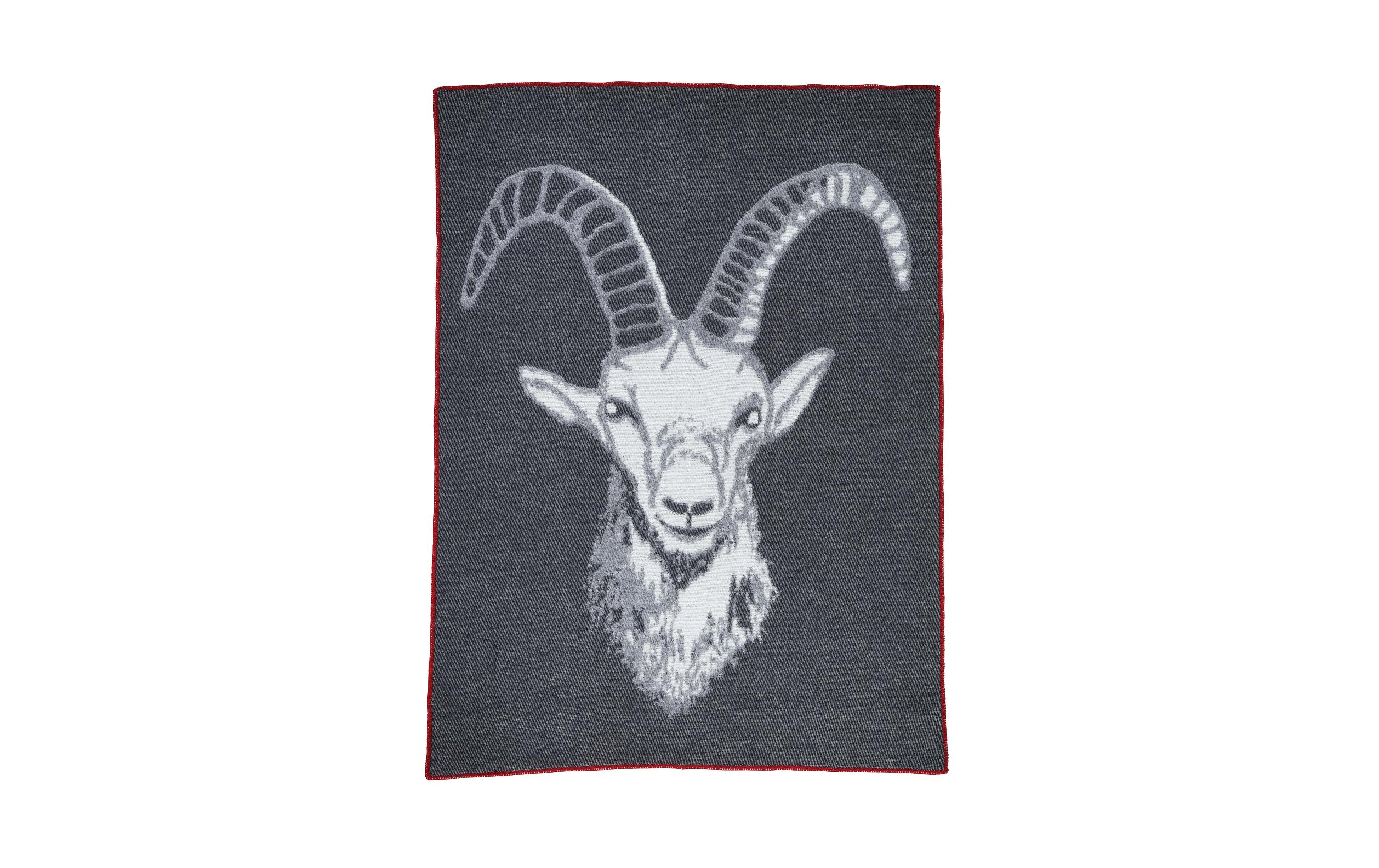 Decke Capricorn Anthrazit, 130 x 180 cmKuscheldecke mit Steinbockkopf