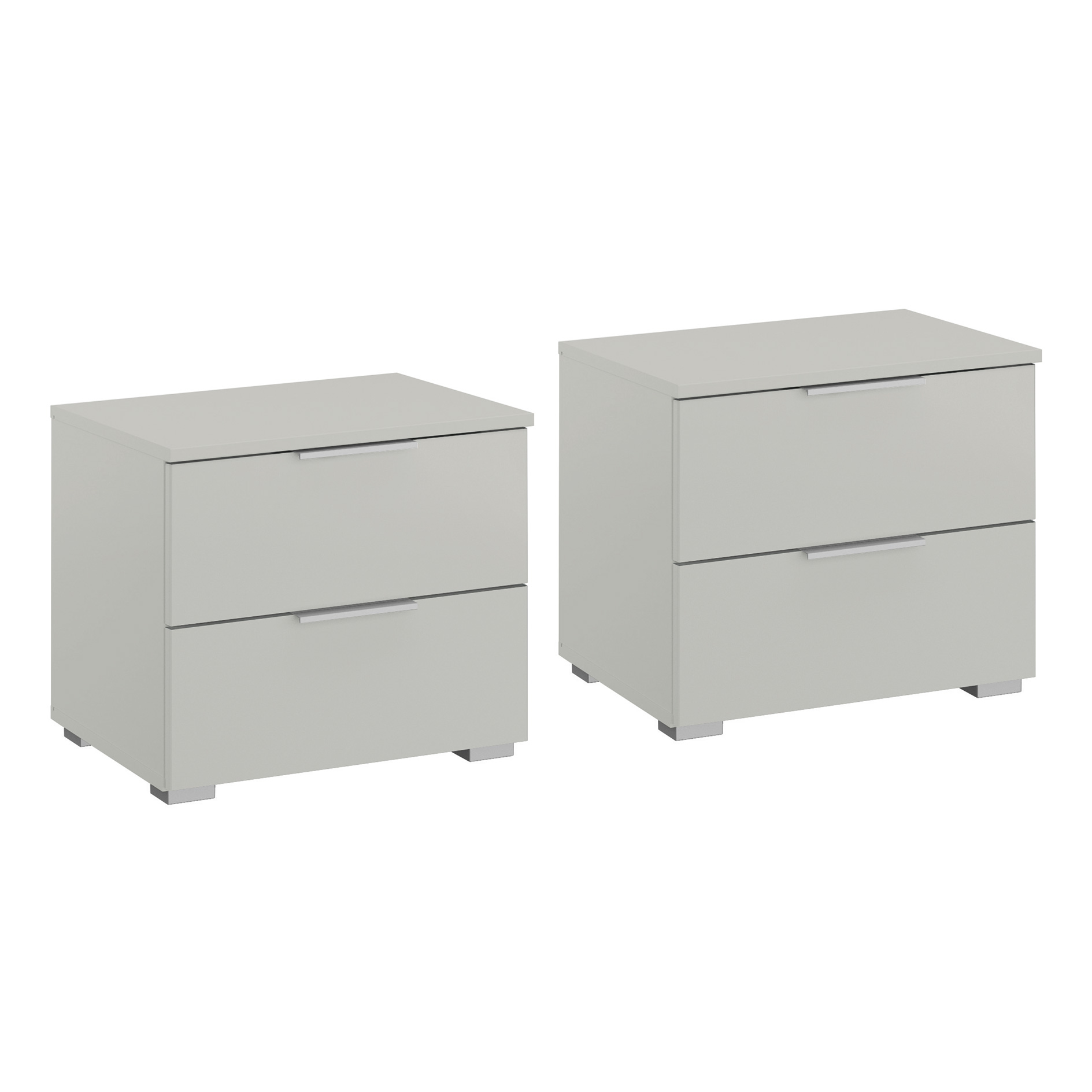 2er-Set-Nachttisch - seidengrau - 2 Schubkästen - 47 cm