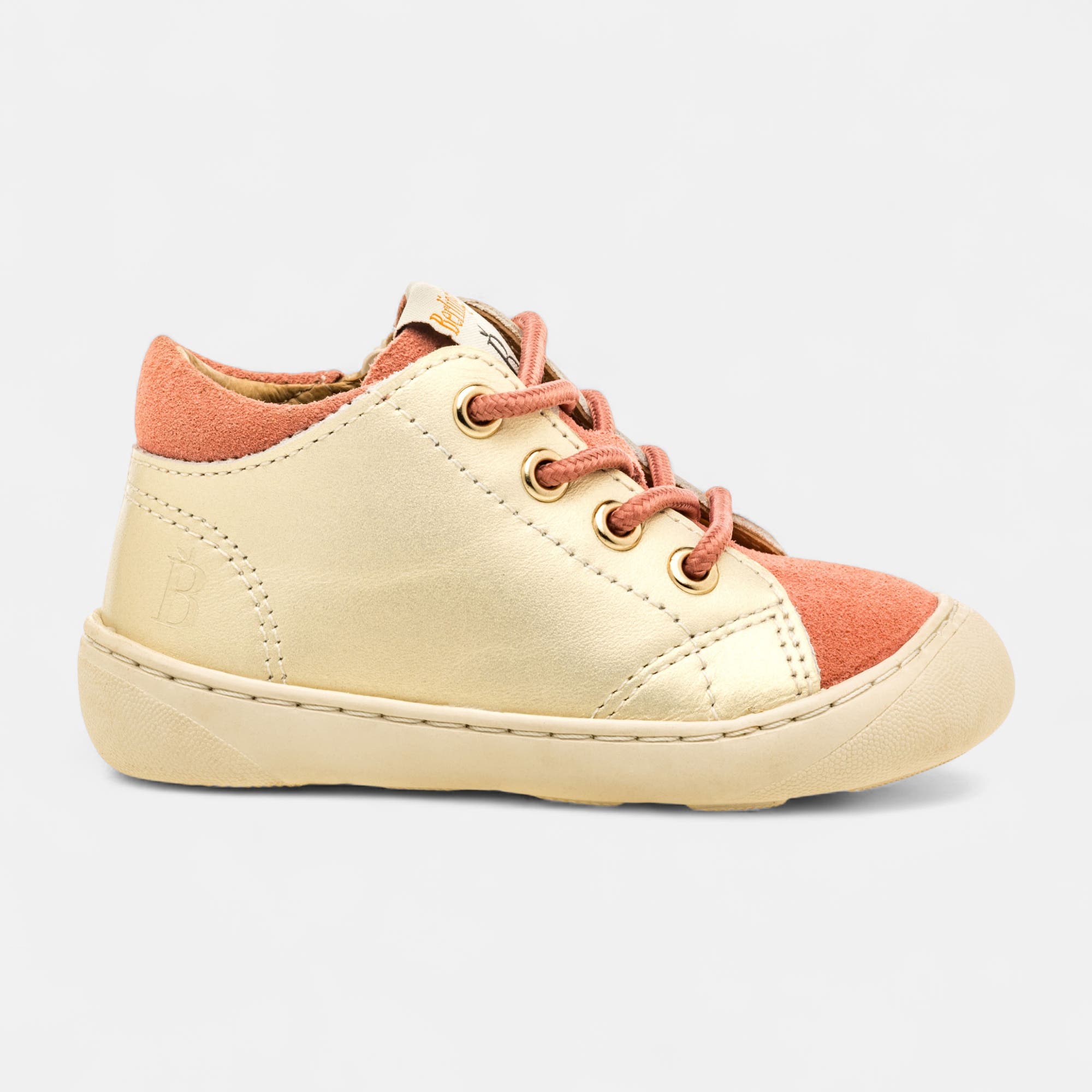 Baskets basses Bébé fille en cuir rose