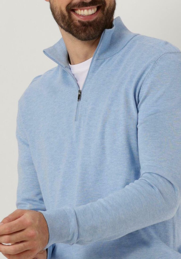 SELECTED HOMME lichtblauwe selected homme trui slhberg half zip cardigan noos