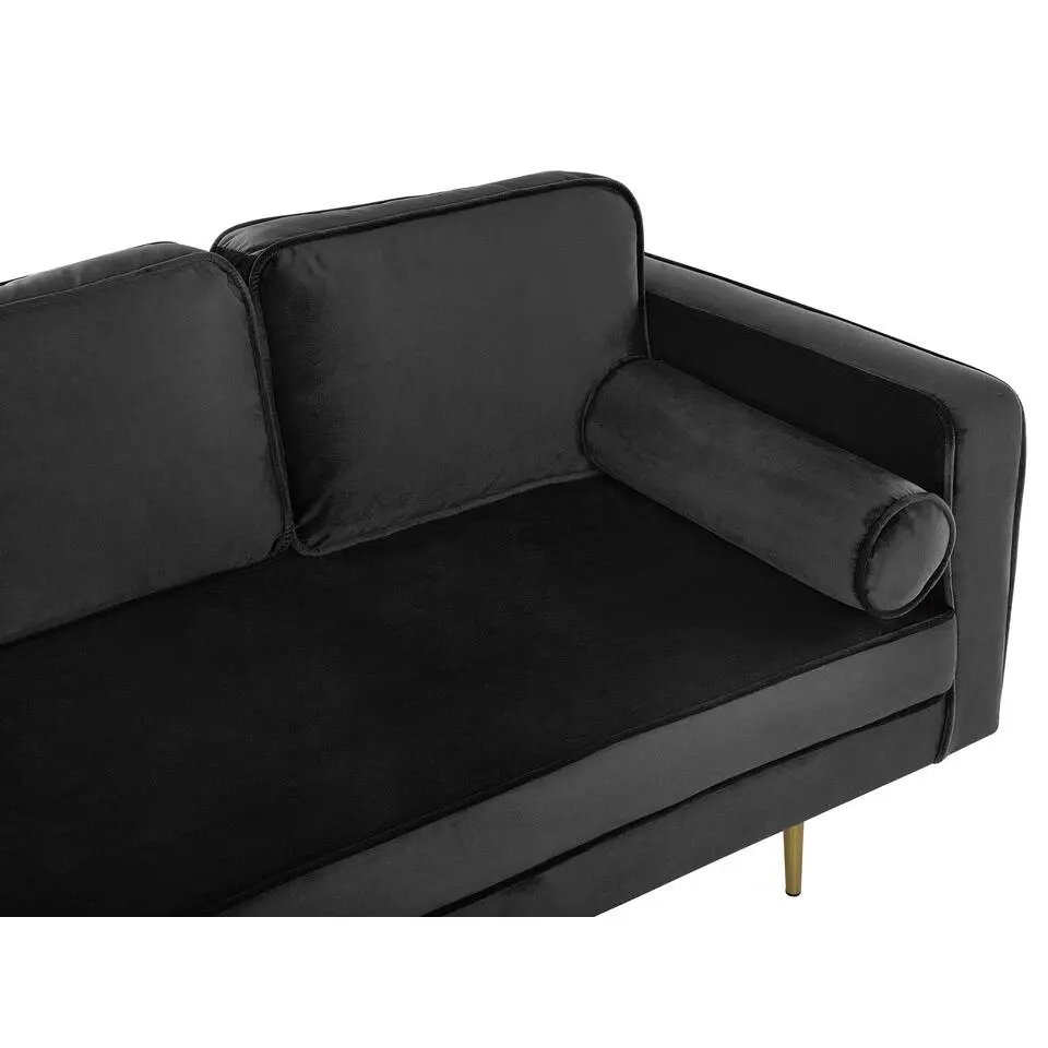 MIRAMAS - Chaise longue - Zwart - Rechterzijde - Fluweel