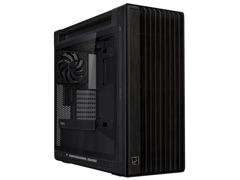 ASUS ProArt PA602 - Wood Edition - mid tower - udvidet ATX - sidepanel med vindue (hærdet glas) - ingen strømforsyning - sort - USB/Lyd