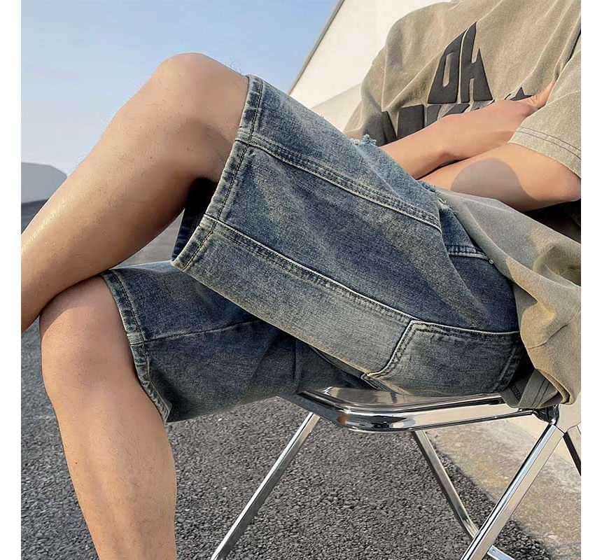 Whyessa - Versleten rechte denim shorts