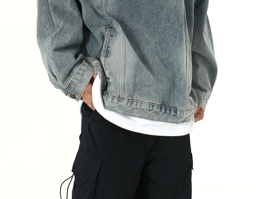 Meiksip - Denim hoodie met lange mouwen