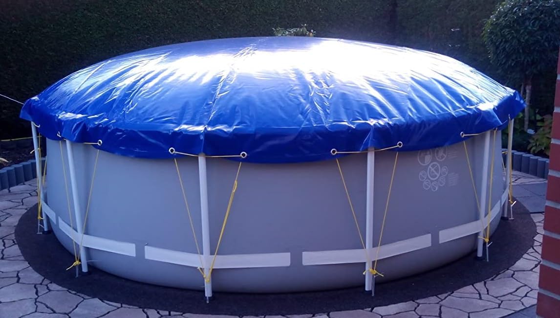 ANKO PLANEN Aufblasbare Poolabdeckung rund - ideal für den Winter - stabile Poolplane AirDeluxe (Pooldurchmesser: 400cm, Blau)