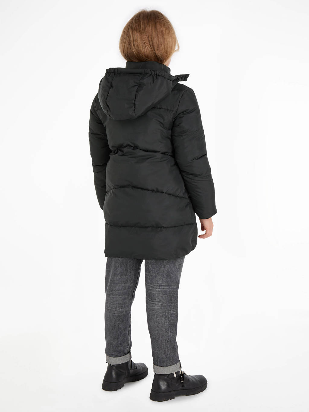 Calvin Klein gewatteerde winterjas van polyester zwart