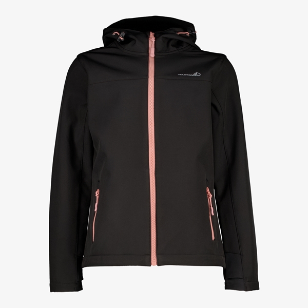 Mountain Peak meisjes softshell jas zwart met roze