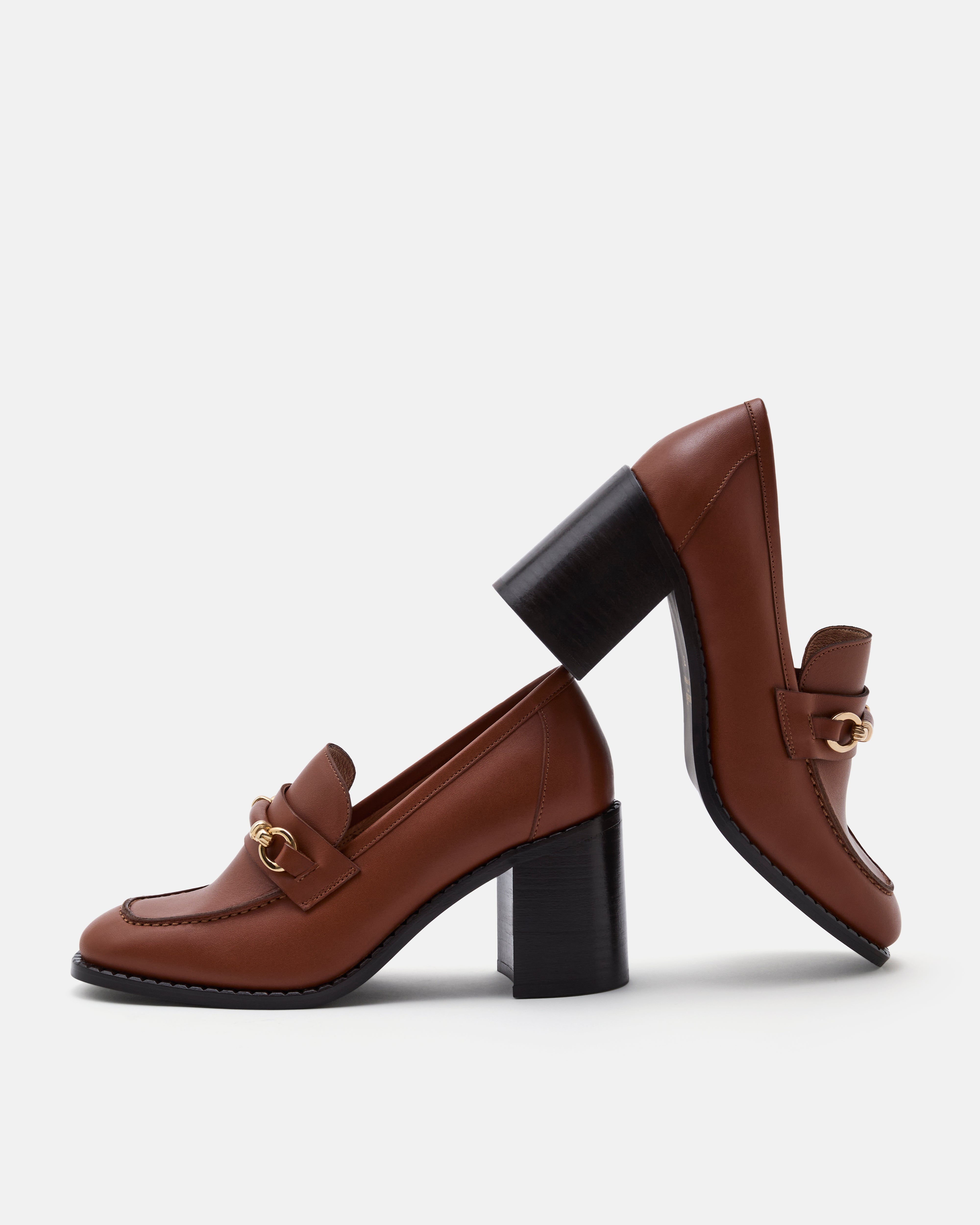 MOCASSINS TALON HAUT ELEANOR COGNAC