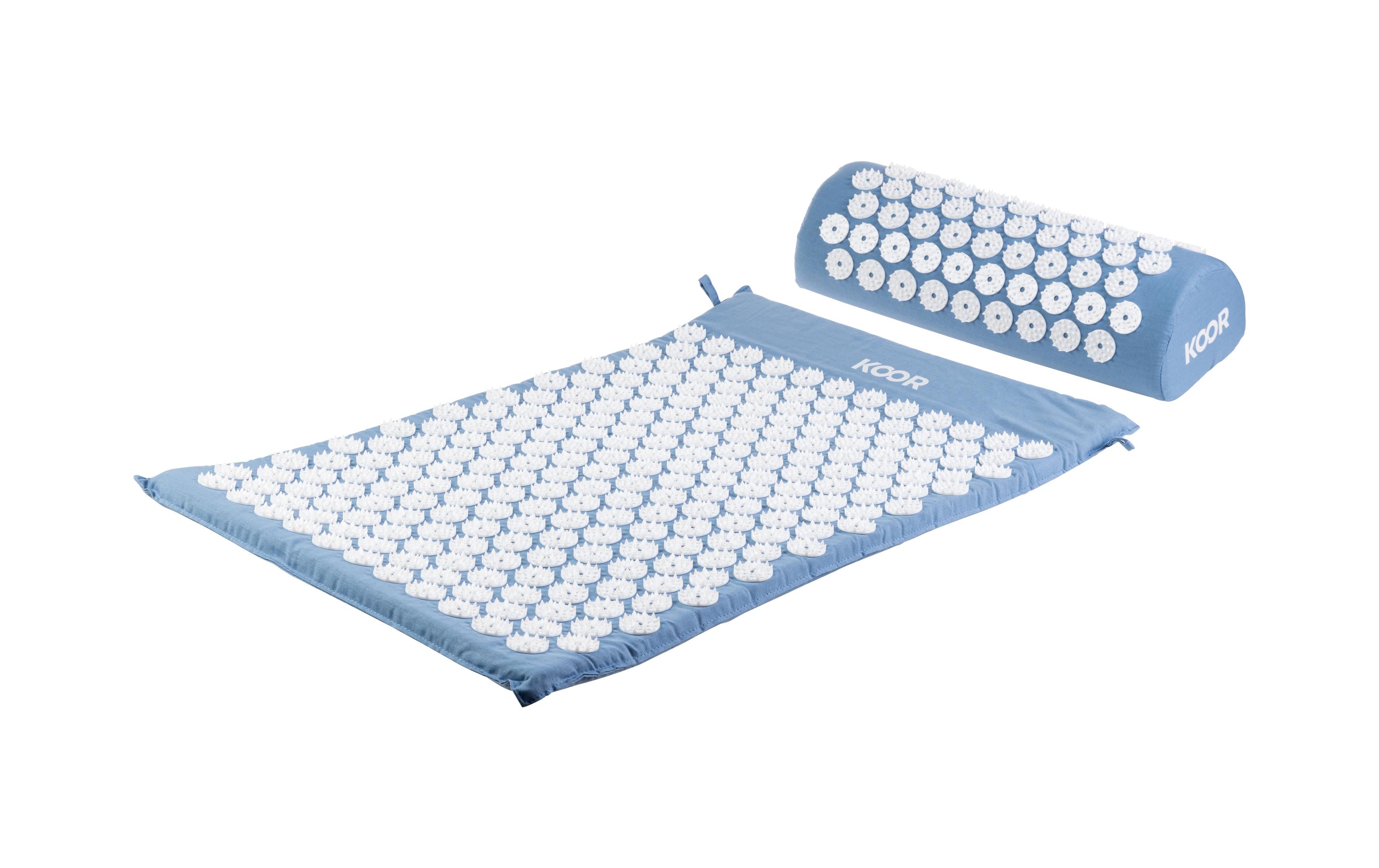 Akupressurmatte mit Kissen Blau/WeissAkupressur-Set aus Stachelmatte und Kissen