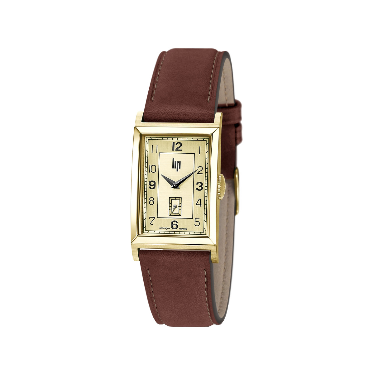 Montre Lip homme cuir acier doré