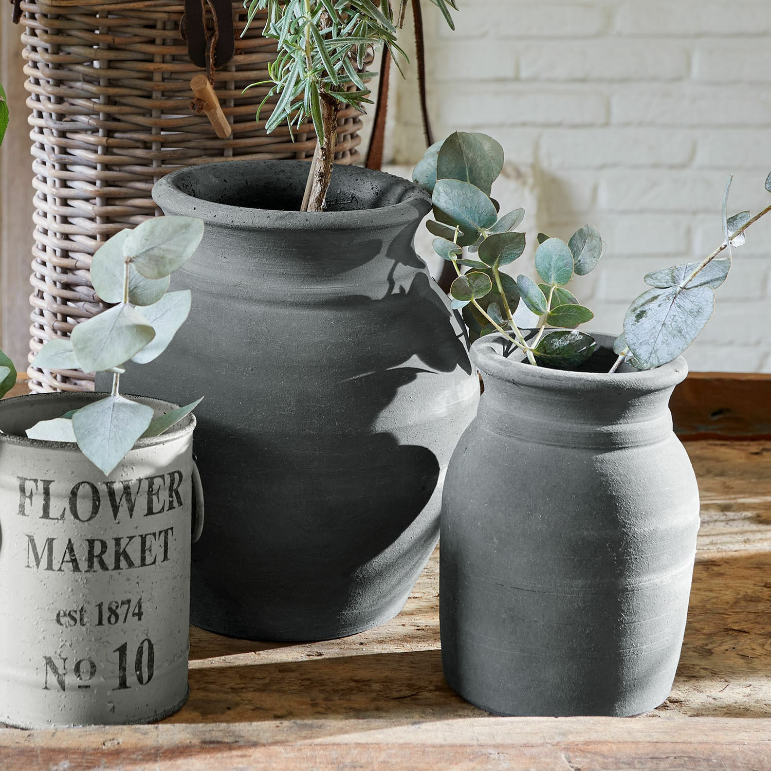 Vase 2er Set Molduc antikgrau