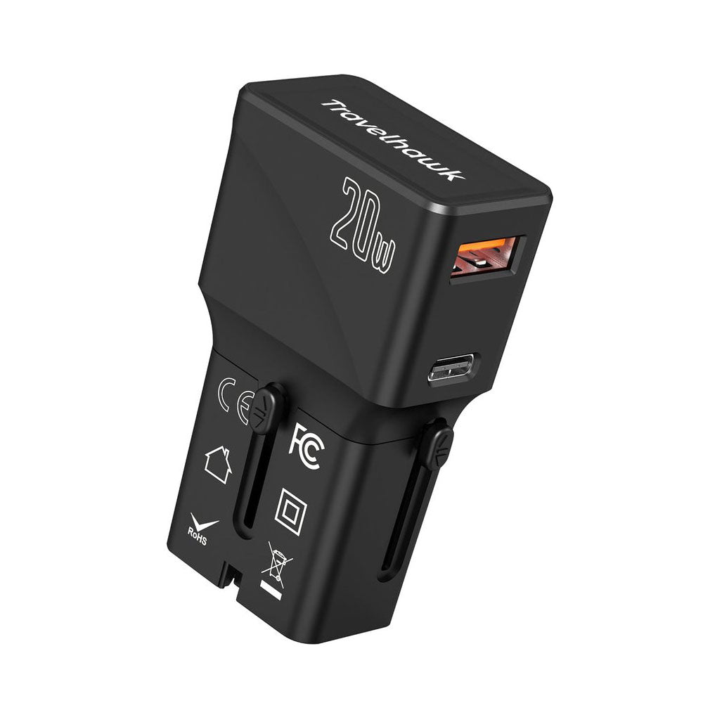 Travelhawk internationale reisstekker - Black