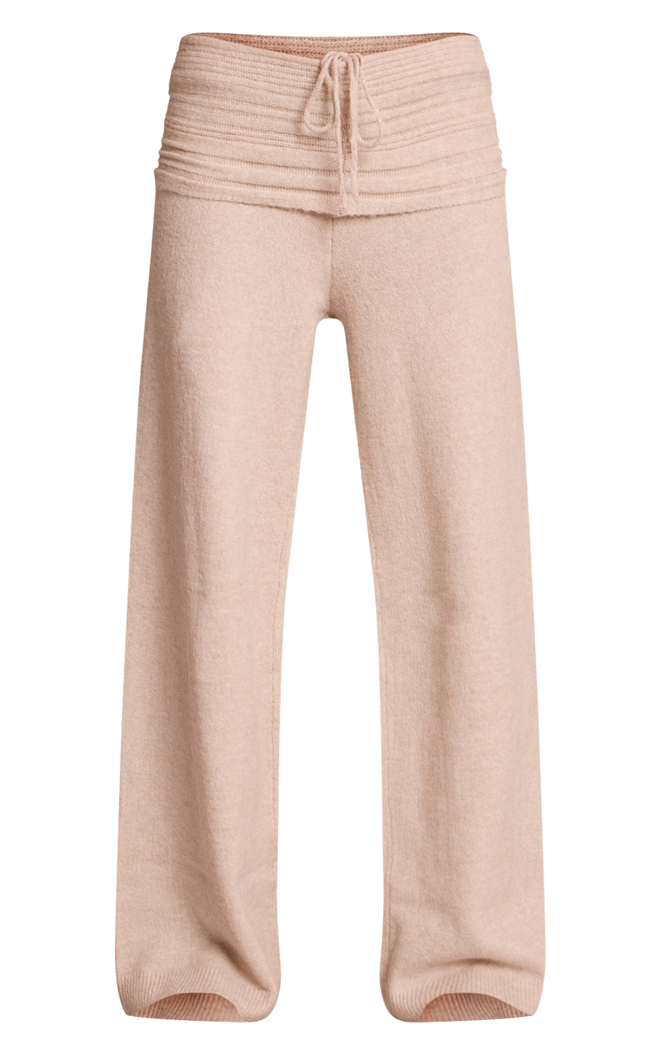 Avoine Pantalon En Maille Côtelée Souple À Taille Repliée