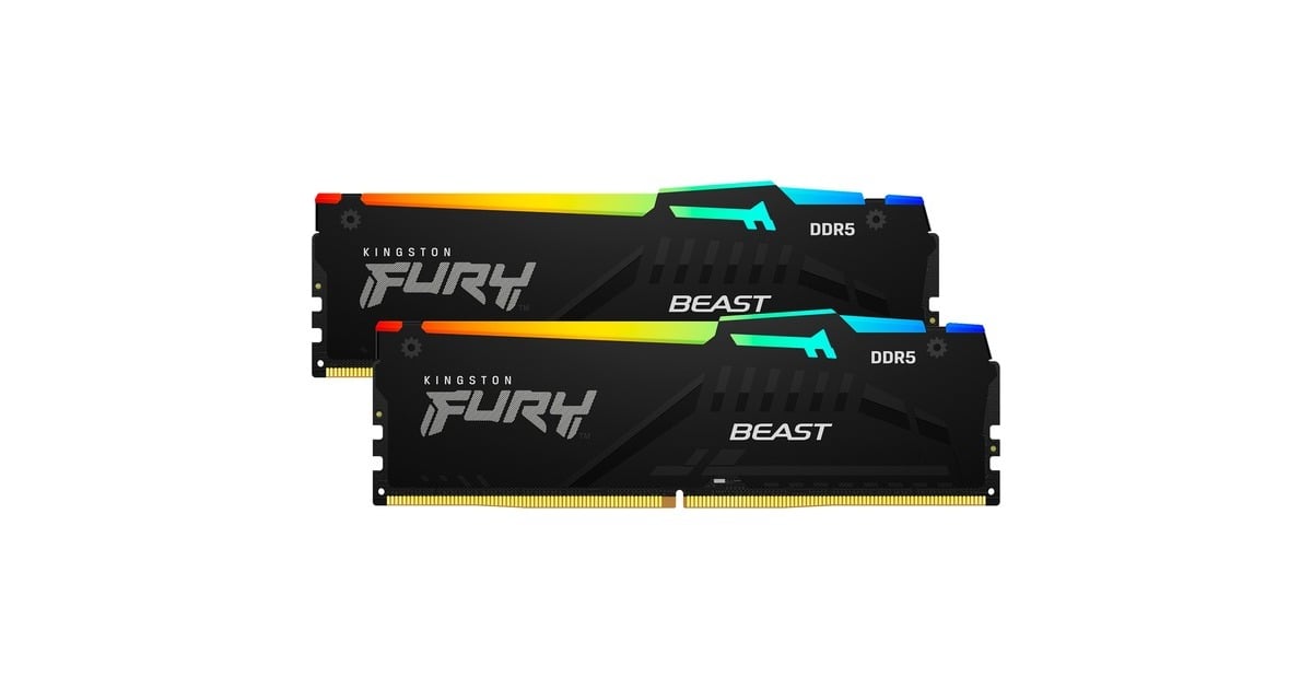 Kingston FURY32 GB DDR5-6000 (2x 16 GB) Kit werkgeheugen  (Zwart, KF560C36BBE2AK2-32, Beast RGB, XMP 3.0)