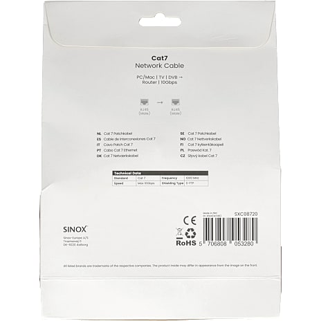 Sinox PRO S-FTP Cat7 netværkskabel 20 meter