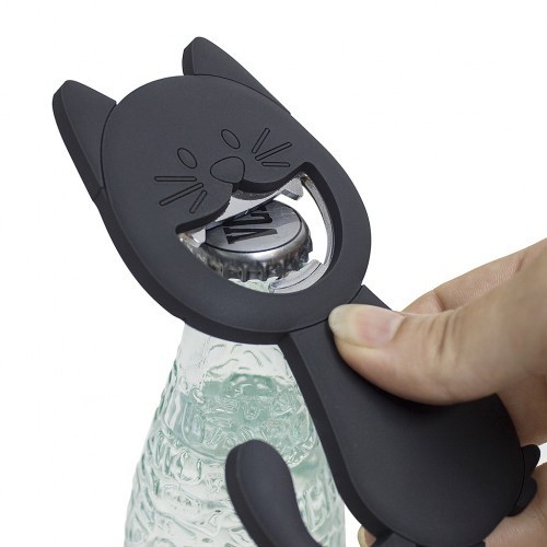 Abridor de garrafas em formato de gato Katy, cinza