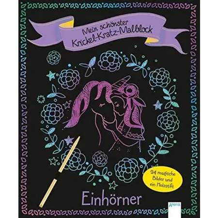 Arena Mein schönster Krickel-Kratz-Malblock. Einhörner